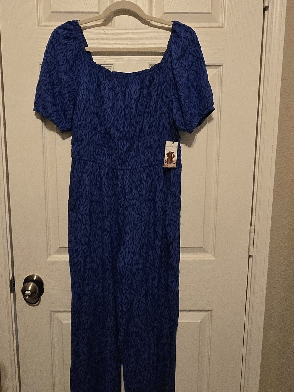 Women’s Blue Puff-Sleeve Pants Jumper